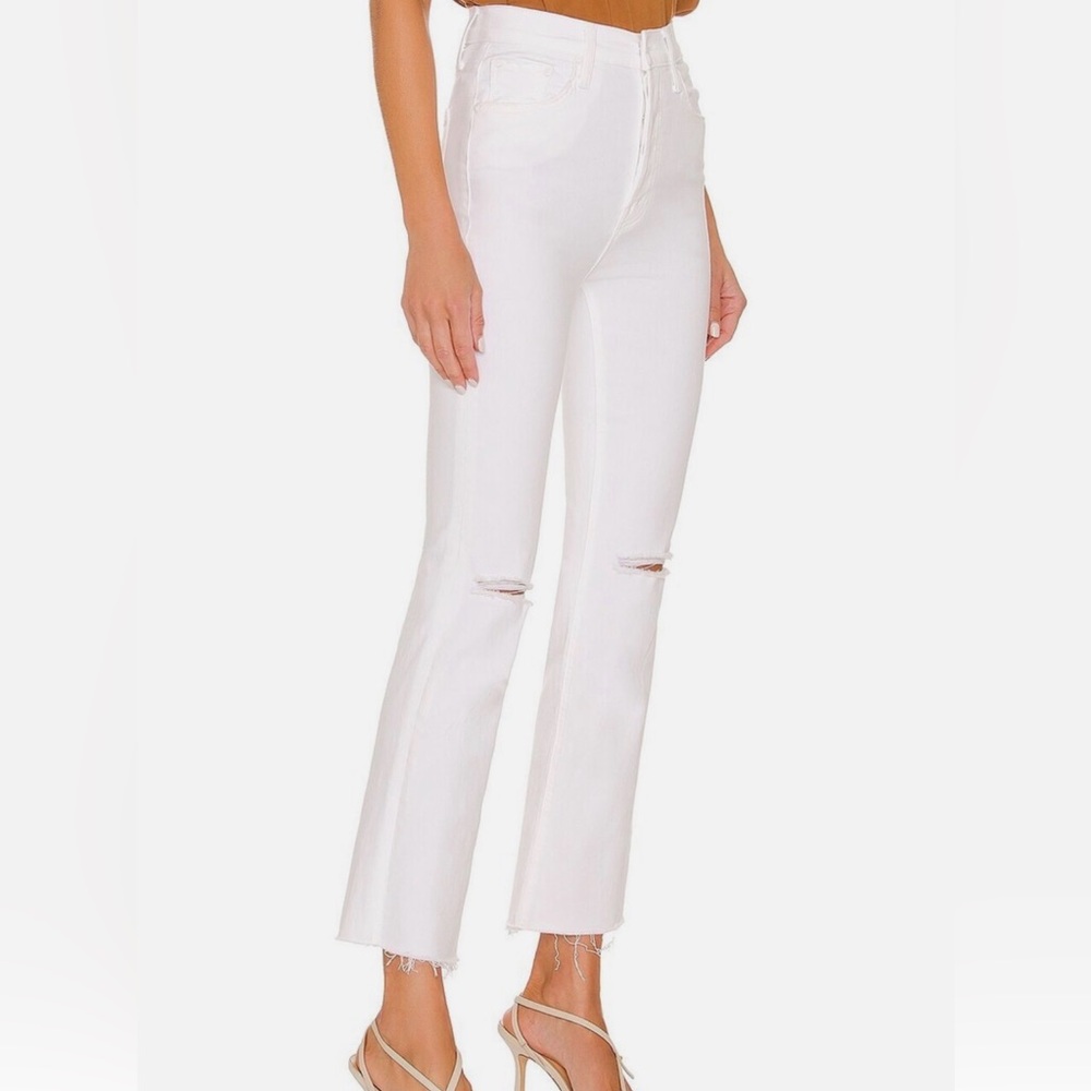 Mother Tripper Ankle Fray, White, size 25.